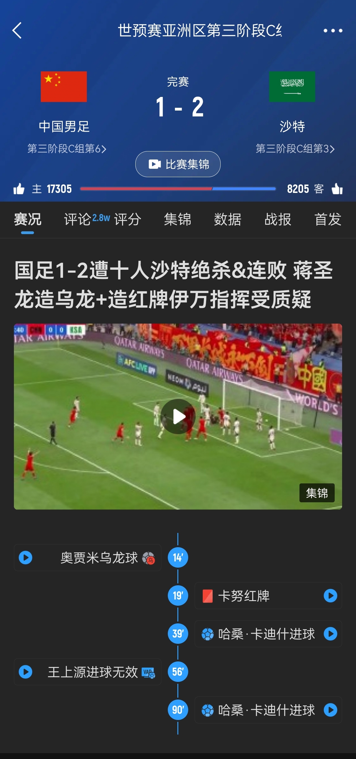 今天什么劇本？首戰(zhàn)沙特也是半場紅牌+蔣光太傷退，最后國足被翻